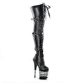 Pink 12-23cm high heels, buckle size adjustment, round head dancer fashion sexy runway performance, to thigh boots