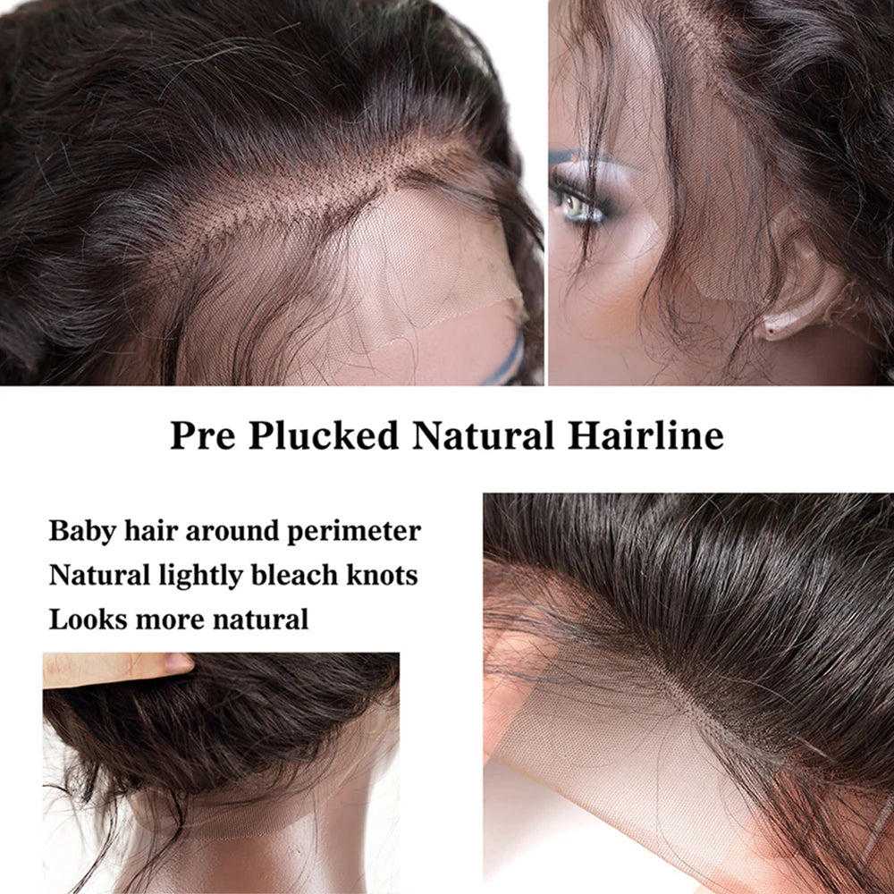 Dark Chocolate Brown Full Lace Human Hair Wig Remy Wave Side Part Preplucked Indian 360 13x6 Transparent Lace Front Wig Headband
