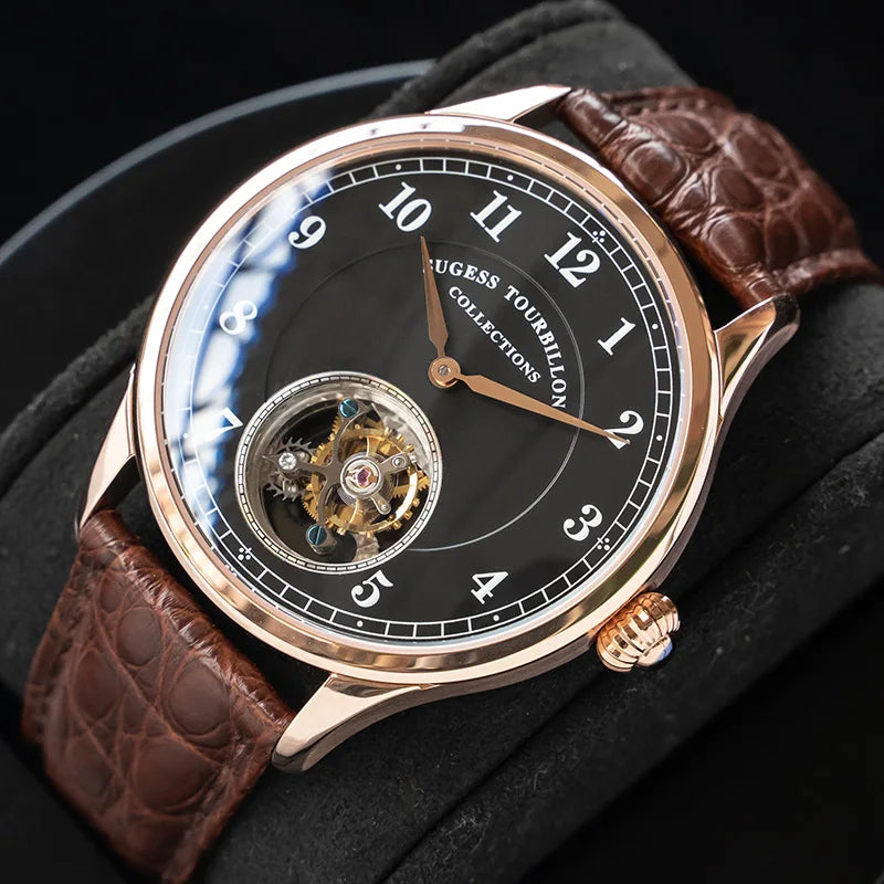 Sugess Genuine Tourbillon Business Men Watch Original ST8000 Movement Luxury Skeleton Mechanical Watches Sapphire Wristwatches