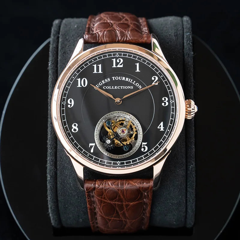 Sugess Genuine Tourbillon Business Men Watch Original ST8000 Movement Luxury Skeleton Mechanical Watches Sapphire Wristwatches
