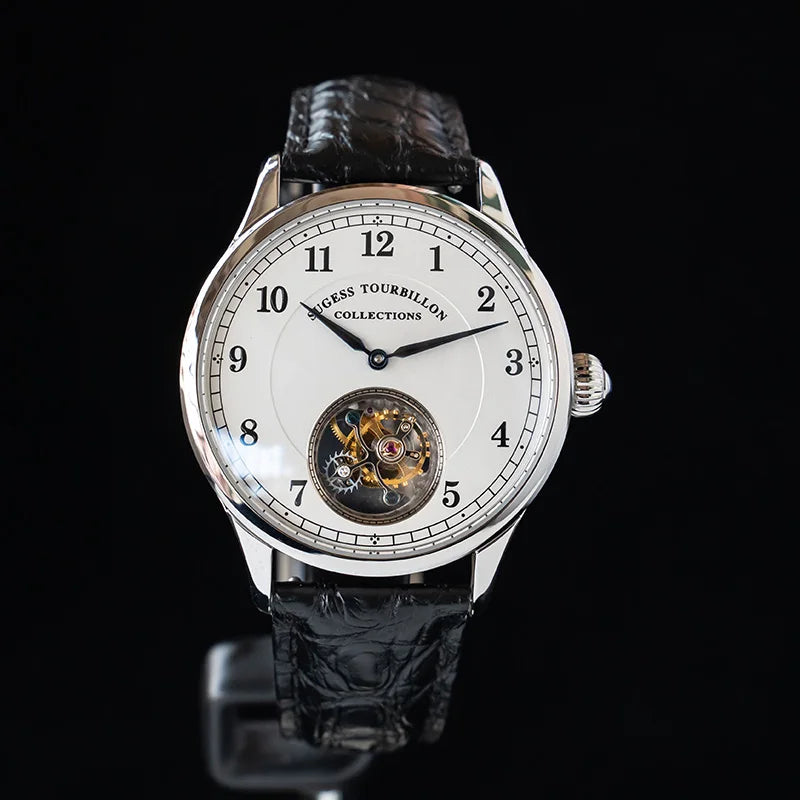 Sugess Genuine Tourbillon Business Men Watch Original ST8000 Movement Luxury Skeleton Mechanical Watches Sapphire Wristwatches