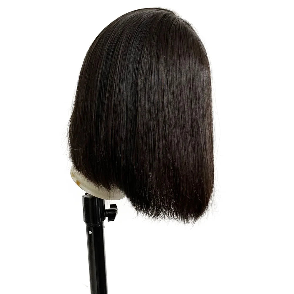 Virgin European Human Hair Jewish Wig Silk Top Straight Bob Wig Kosher Sheitel Same Hair Length Silk Top None Lace Wig For Women