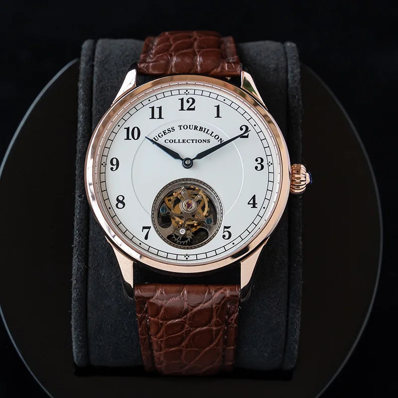 Sugess Genuine Tourbillon Business Men Watch Original ST8000 Movement Luxury Skeleton Mechanical Watches Sapphire Wristwatches