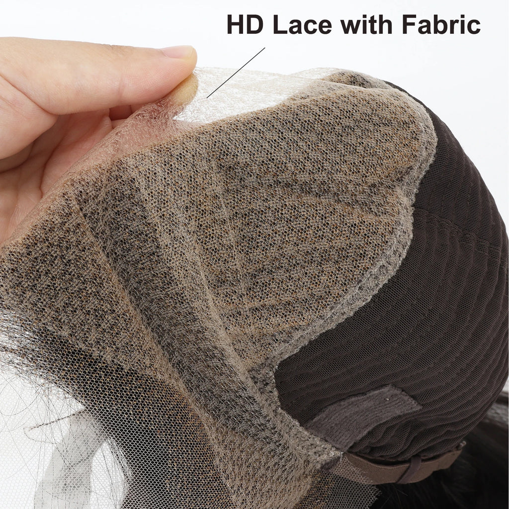 Invisiable Knots wig for Women 22inch Real Virgin European Human Hair Wig HD Lace with Fabric Natural Hairline Soft Breathable