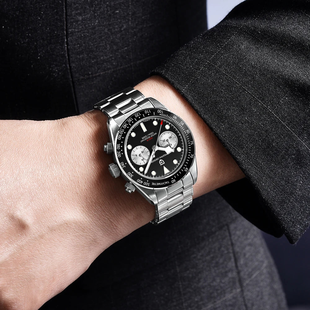 PAGANI DESIGN 2026 New Retro Men's Watches Luxury Quartz Wristwatches Chronograph AR Sapphire Mirror Watch For Man ceramic Bezel