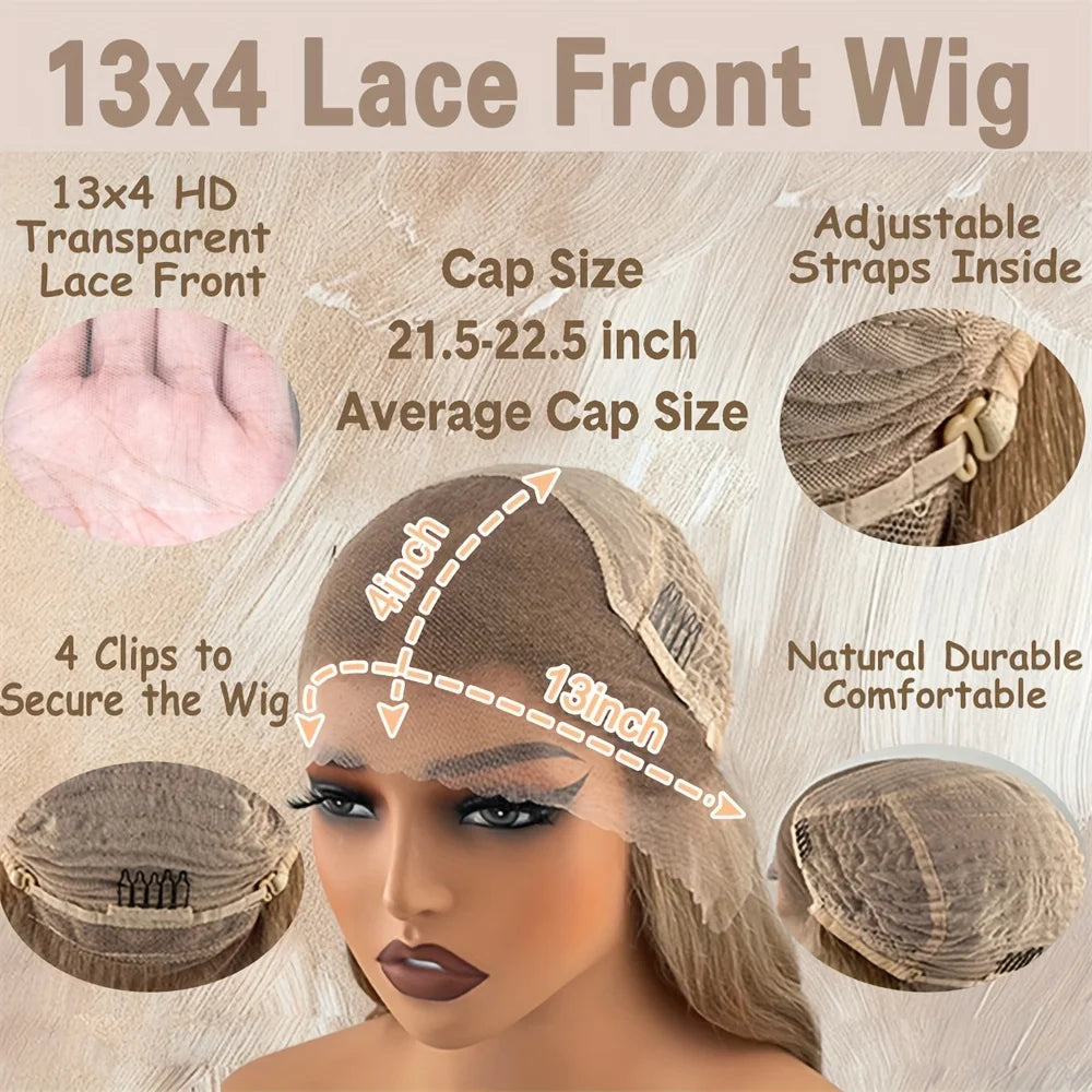 200% Ash Blonde Body Wave Lace Front Wig 13x4 Glueless Braizlian Remy Human Hair Wigs HD Transaprent Lace Frontal Wig Wear To Go