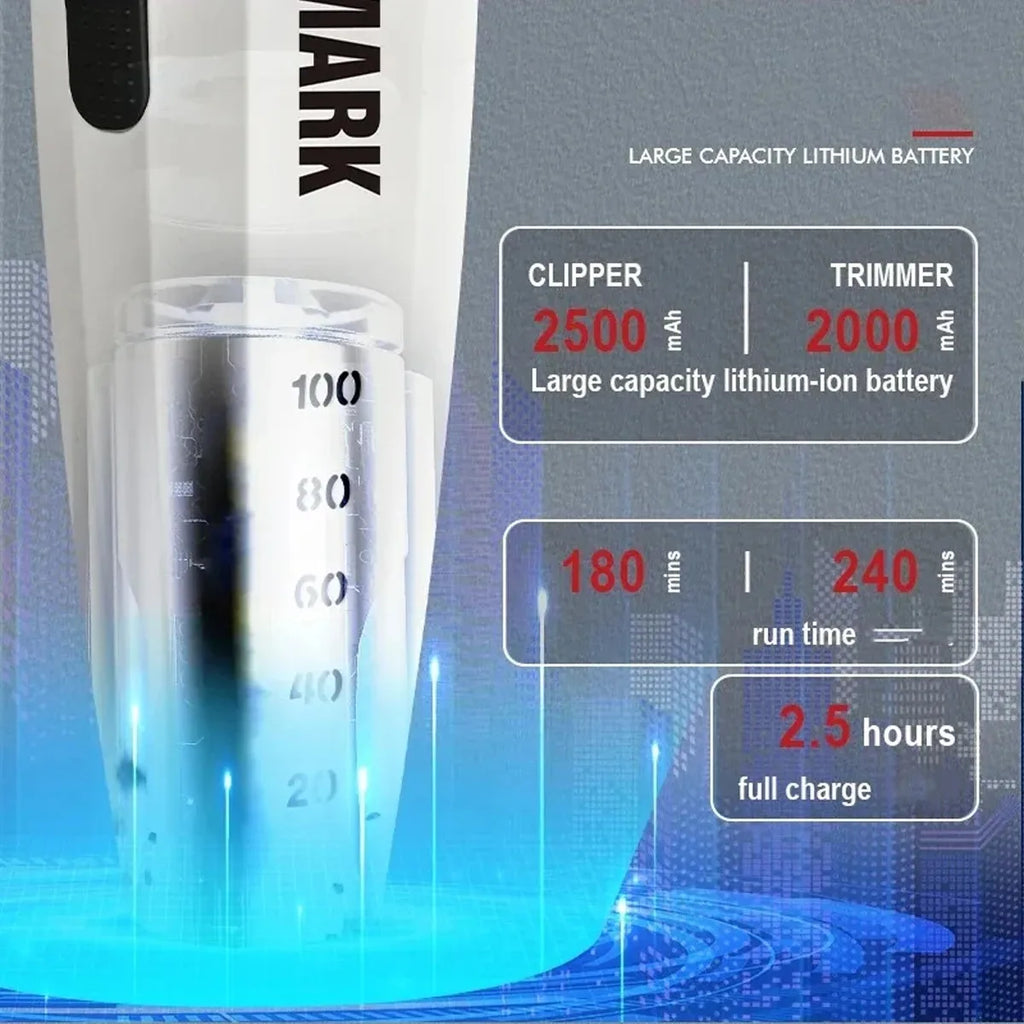 WMARK NG-8632 Professional Electric Hair Clipper 9000RPM DLC Blade Hair Trimmer with Spare Blades 10000RPM Shaver Barber Kit