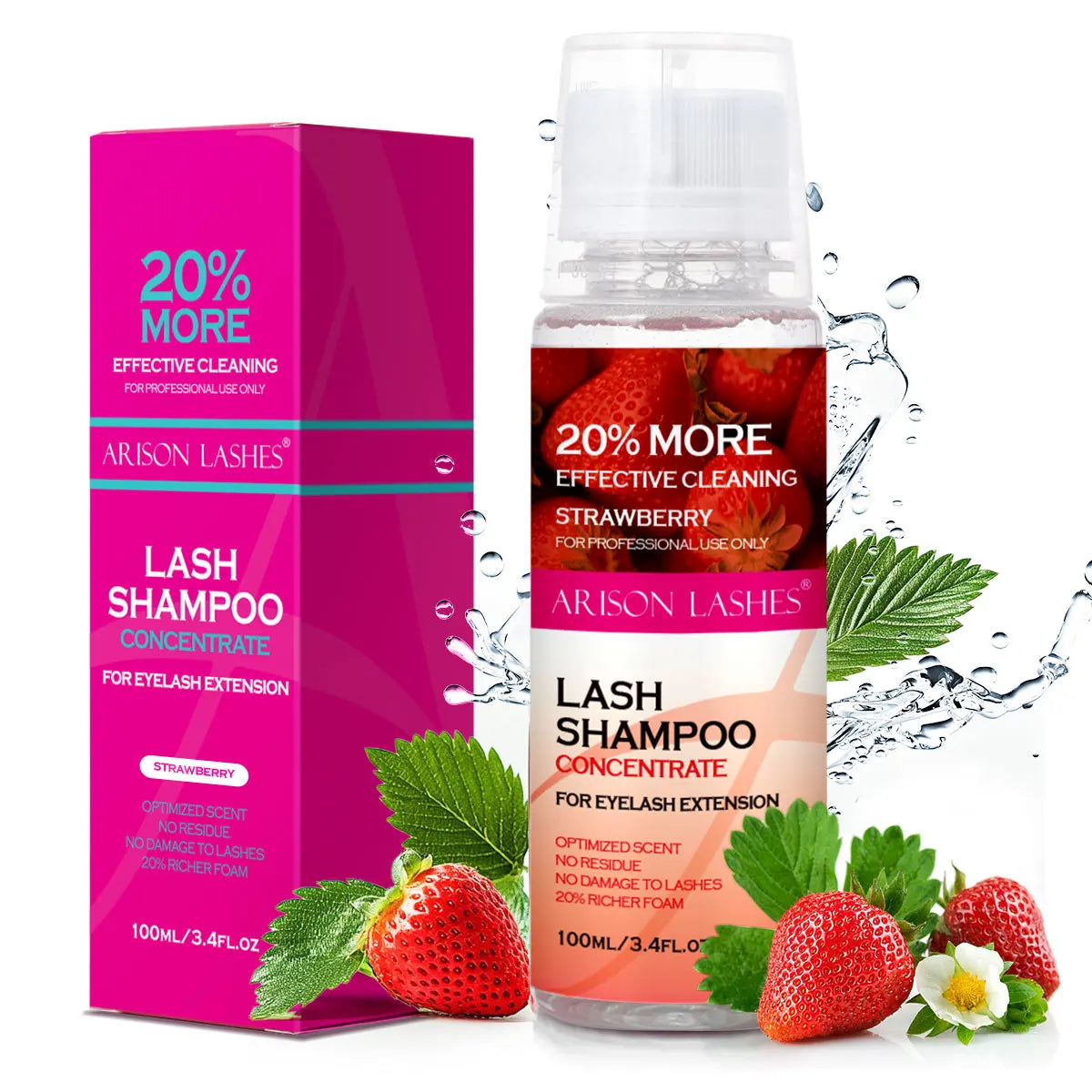 ARISON 100ml Lash Shampoo Concentrate No Stimulation Lash Cleanser DIY Professional Eyelash Extension Bath Foam Makeup Remover
