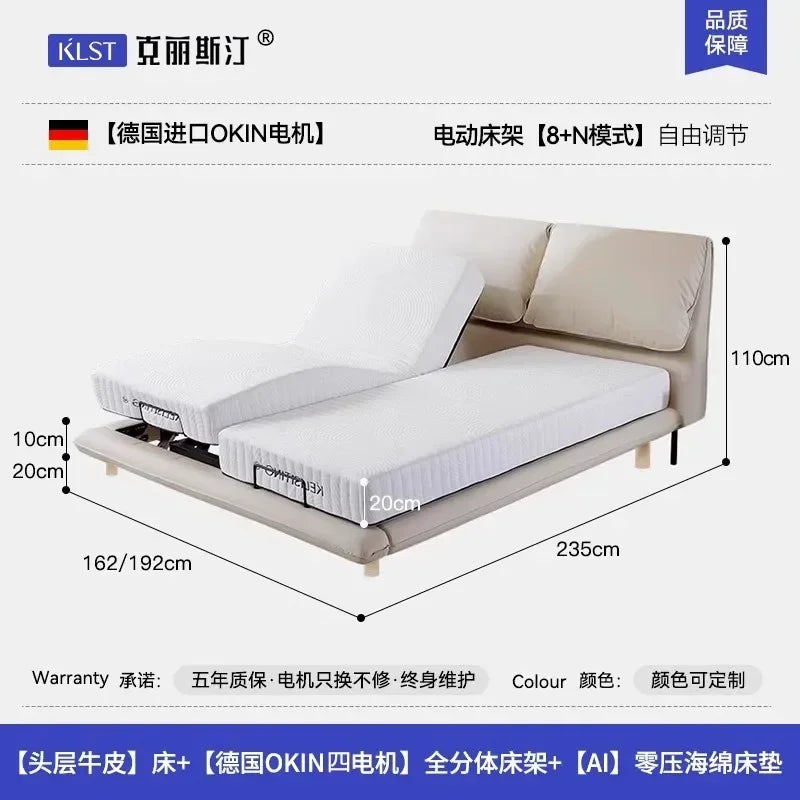 Ergonomic Luxury Modern Double Bed Lift Up Electric Adults Smart Double Bed Queen Mattress Safe Salon Muebles Unique Furniture