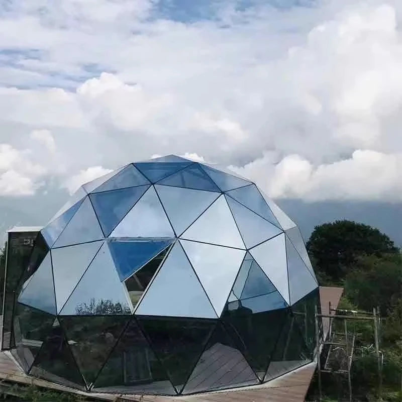 Glass Dome Hotel Tent Hexagonal Tempered Glass House Igloo Geodesic luminum Frame Outdoor Luxury Resort Round Camping