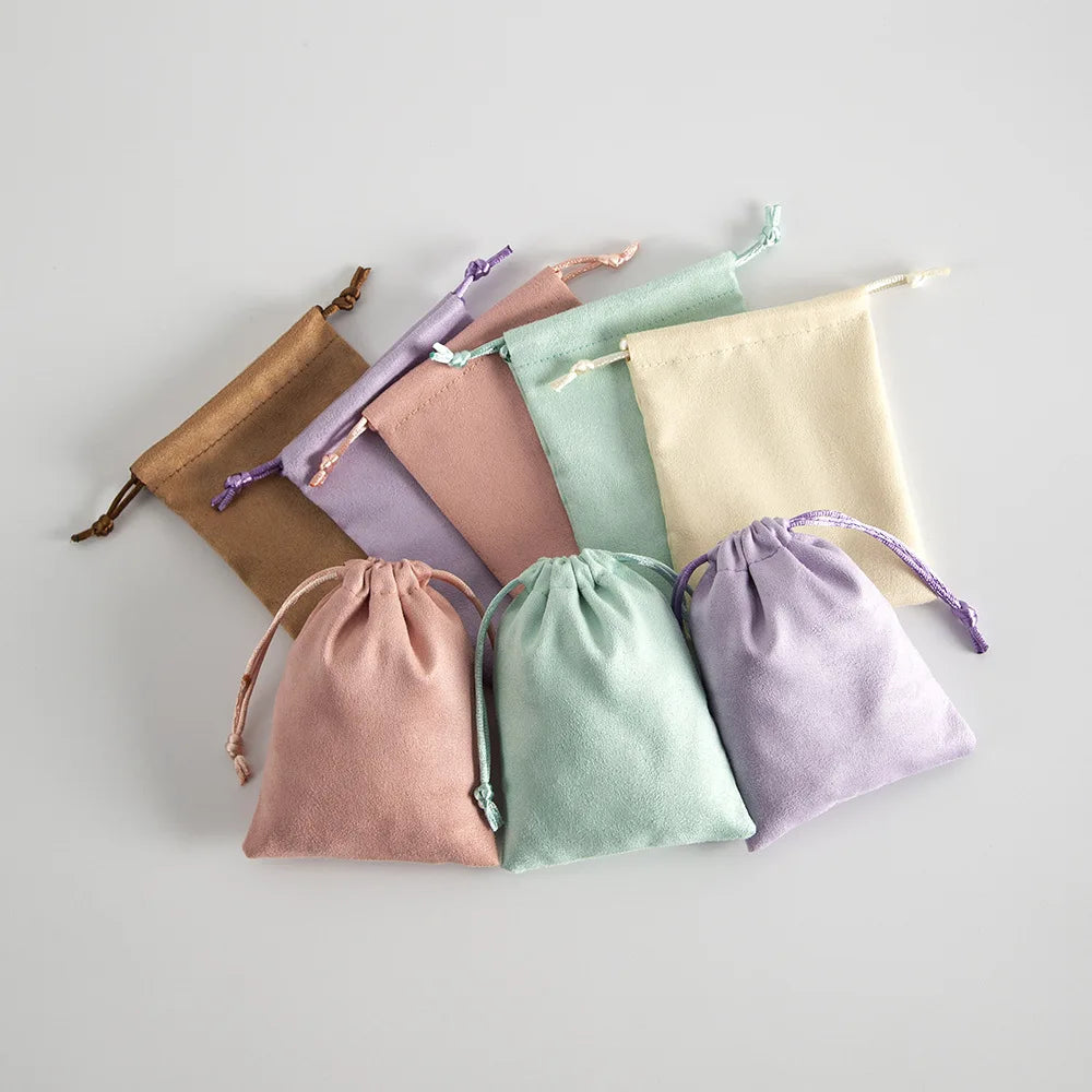 10pcs/Lot  Tinifu Blue Flannel Jewelry Packaging Velvet Drawstring Pouch for Cosmetic Makeup Pouches Chic Wedding Favor Gift Bag