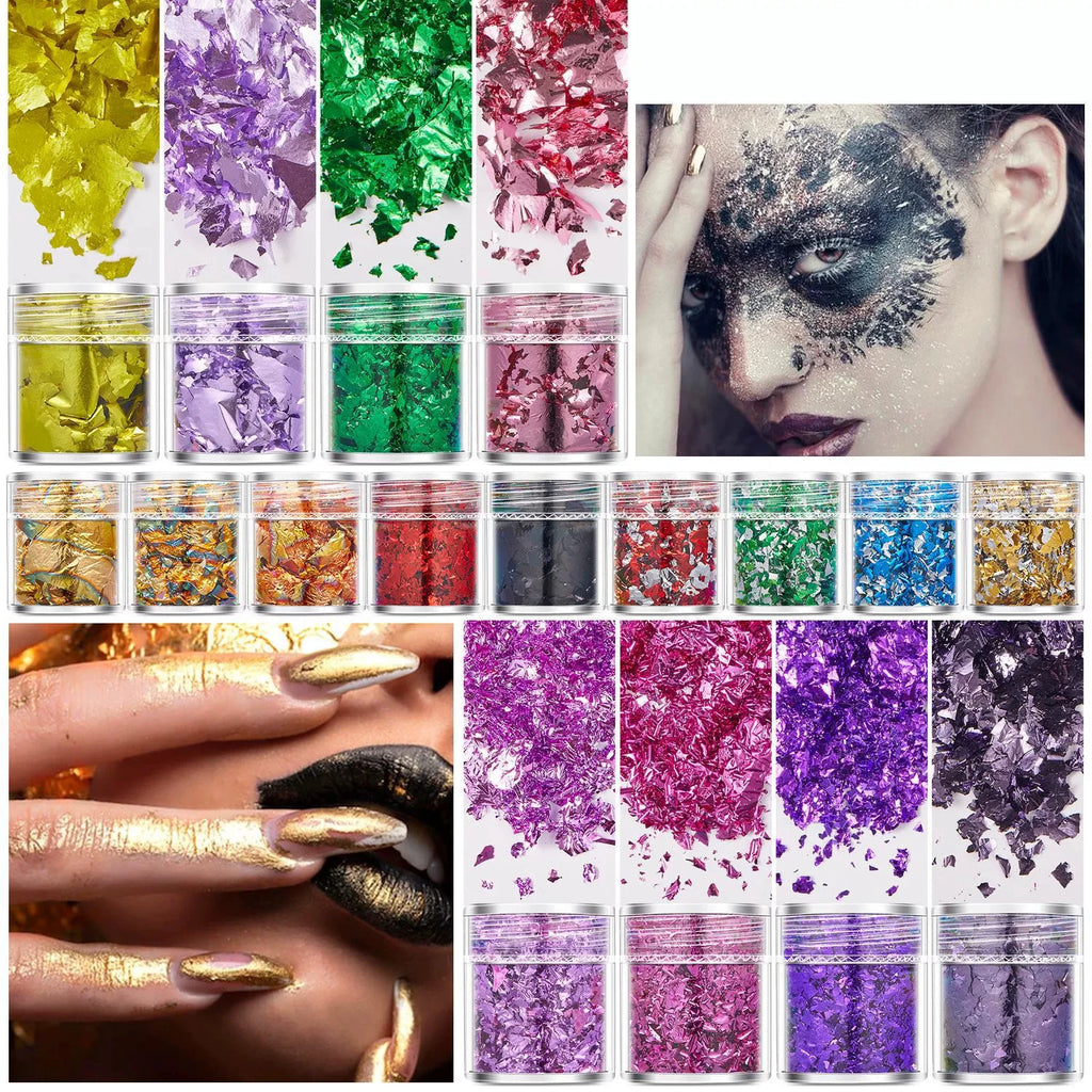 4Bottles/Set Gold Foil Leaf Flake Craft For Epoxy Resin Mold Jewelry Making Decoration Gold Foil Paper Nail Art Glitter Supplies
