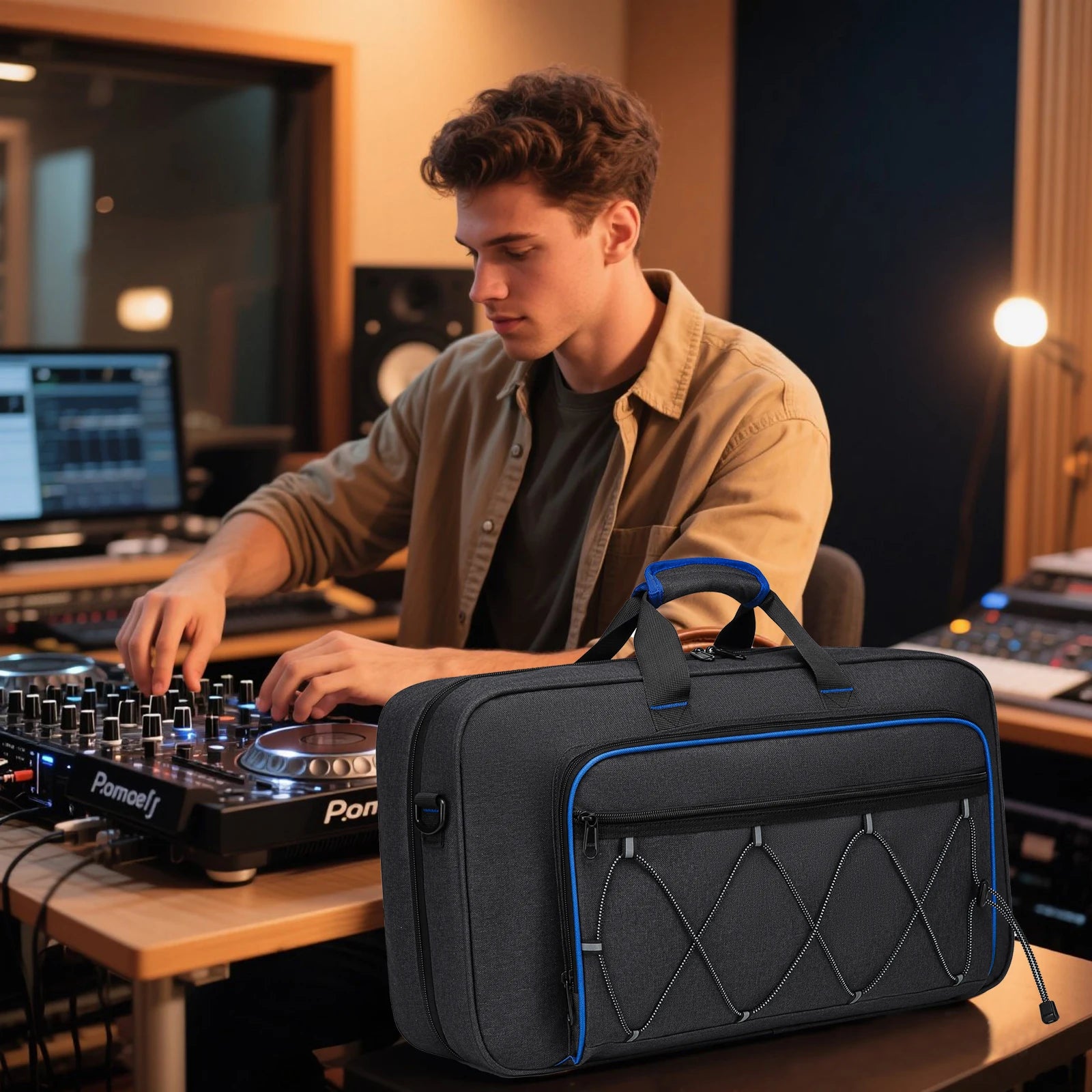 Portable DJ Controller Padded Storage Bags Protective for Compatible DJ DDJ-400 DDJ-FLX4 DDJ-REV 1 DJ Turntables Protective Bag