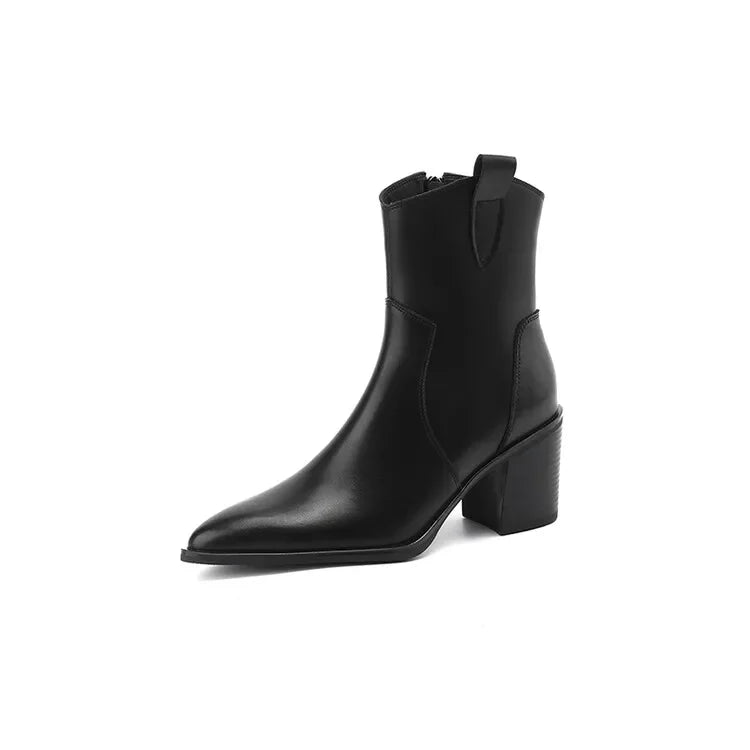 2024 Autumn Women Boots Women Shoes Pointed Toe Chunky Heel Boots Casual Winter Boots Short Modern Boots Chelsea High Heels