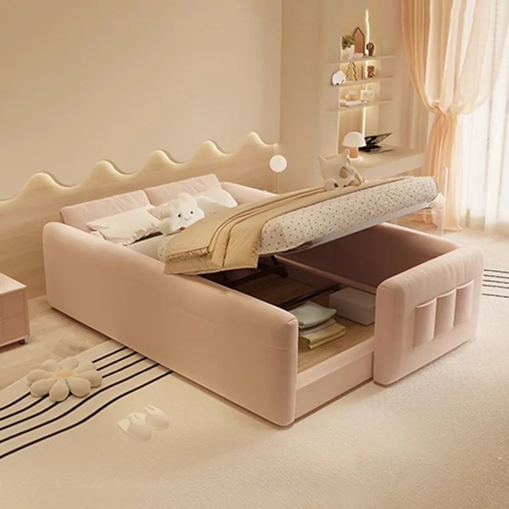 Parent Child Cow Bed Headboard Design Bed Cream Guardrail Splicing Bed High Guard Board camas de dormitorio bedroom accessories