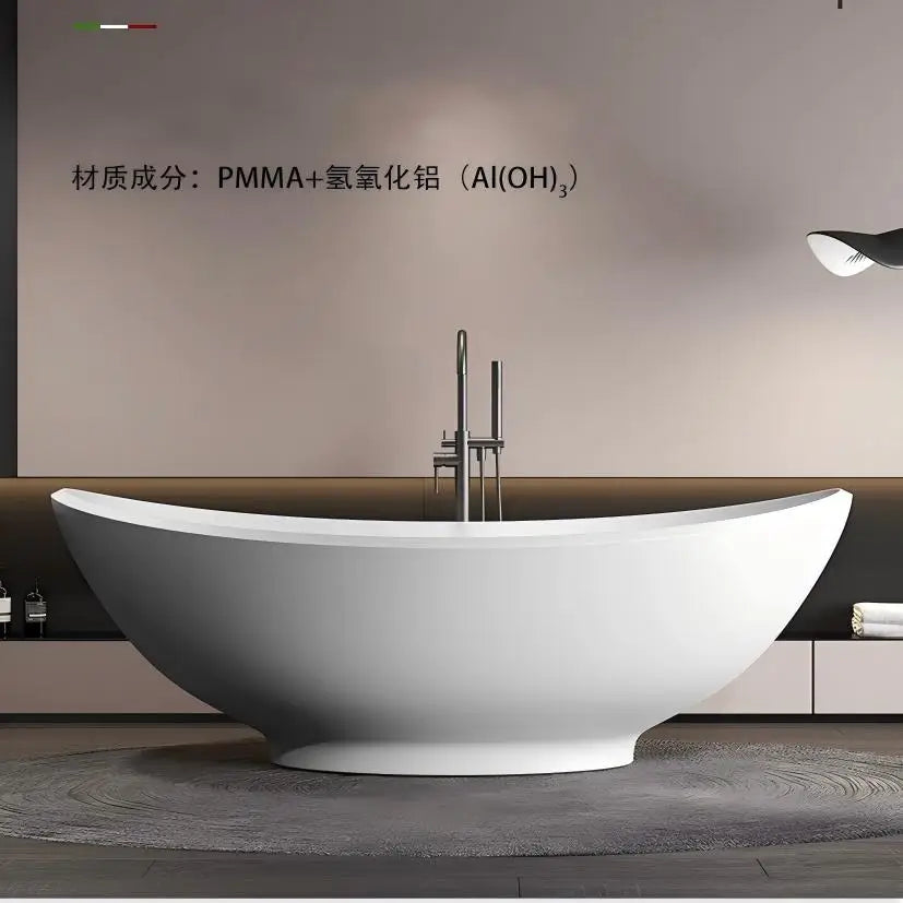 Freeform Natural Stone 1.7m Bathtub, Insulated Irregular Double Soaking Tub, Heat-Retention Freestanding Luxury Bath for Home