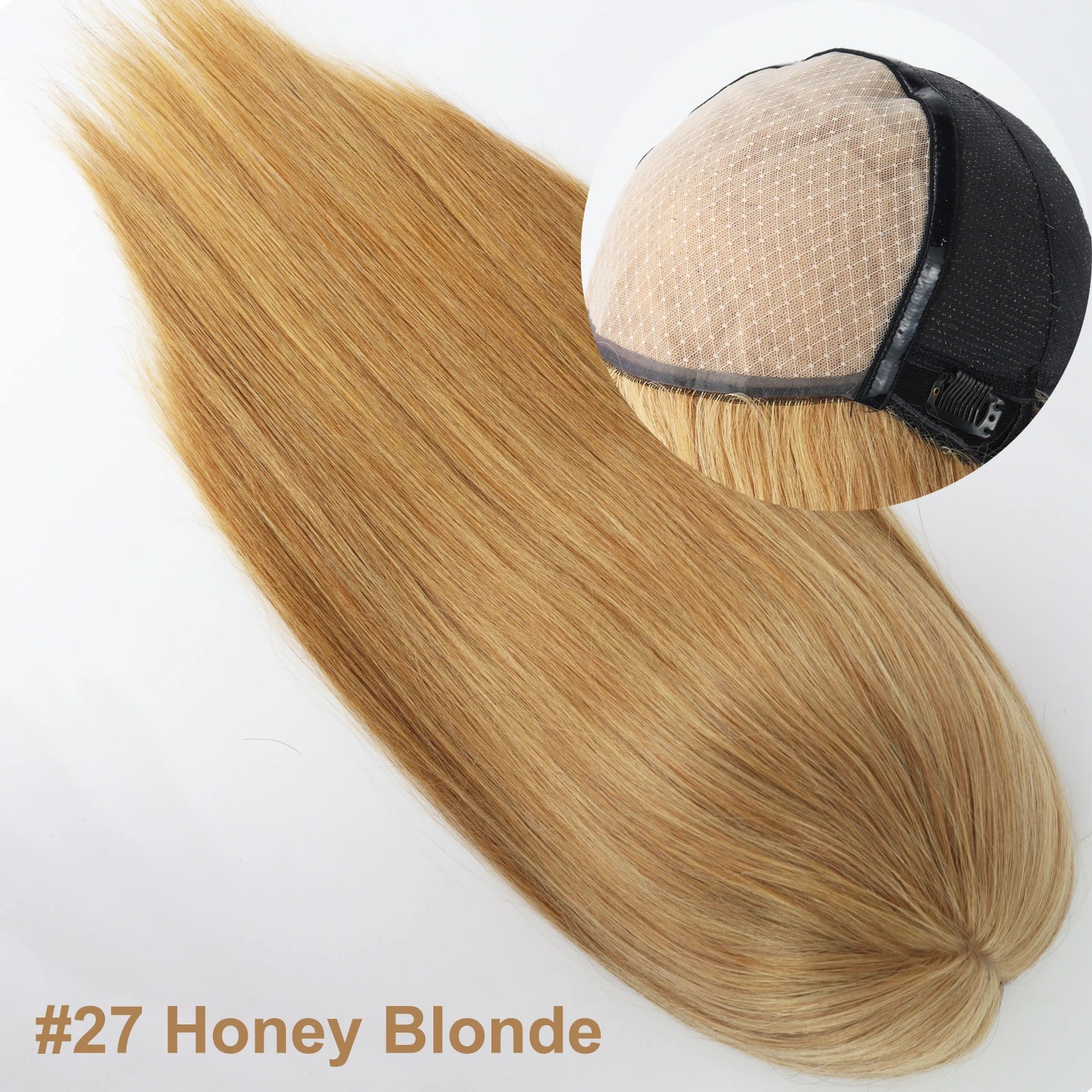 Silk Top Wig with PU Around #27 Honey Blonde Hair Real Remy Human Hair Wig for Women 6x6 Silk Base Wig With Clips in Elastic Net