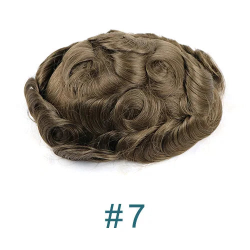 100% Human Hair Ombre Honey Brown Men's Wig Capillary Prosthesis System Natural Hairline Durable Thin Skin Base Man Toupee