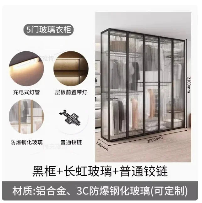 Living Room Bedroom Closet Storage Clothes Cupboard System Wardrobe Display Modern Minimalist Guarda Roupa Trendy Furniture