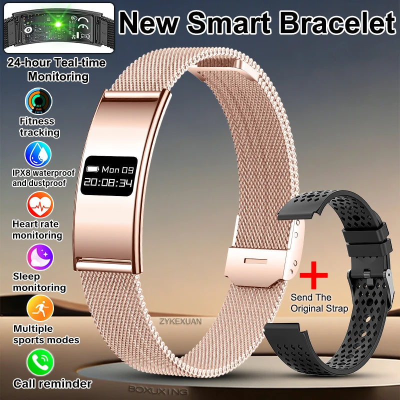 2026 New Fitness Tracker Smart Bracelet Men Women IPX8 Waterproof Heart Rate Sleep Monitoring Outdoor Sport Pedometer Smartwatch