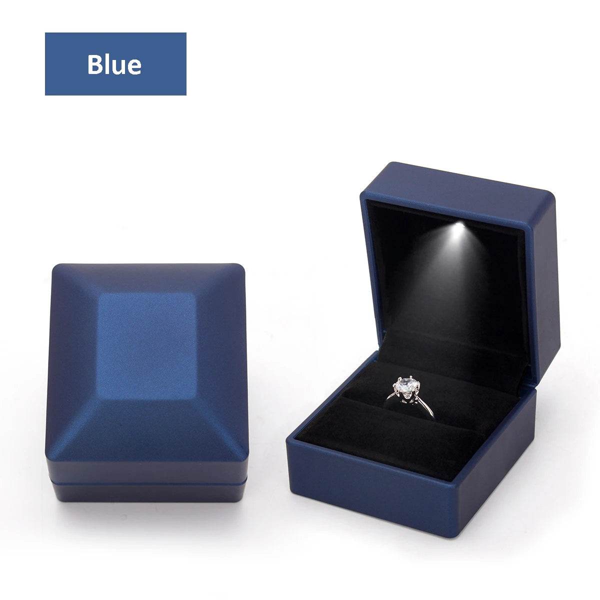1 Pcs LED Jewelry Ring Box Luxury Velvet Rubber Necklace Pendant Gifts Display With Light For Proposal Engagement Wedding 2030