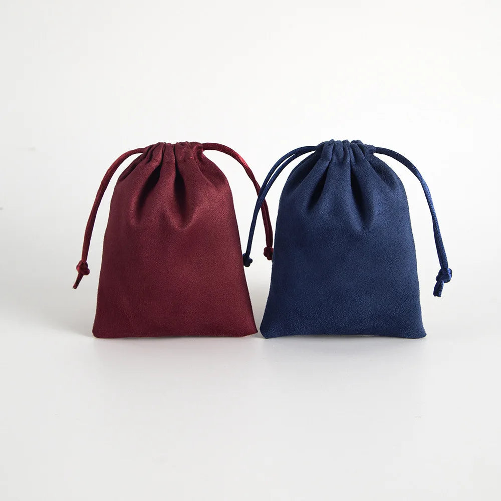 10pcs/Lot  Tinifu Blue Flannel Jewelry Packaging Velvet Drawstring Pouch for Cosmetic Makeup Pouches Chic Wedding Favor Gift Bag