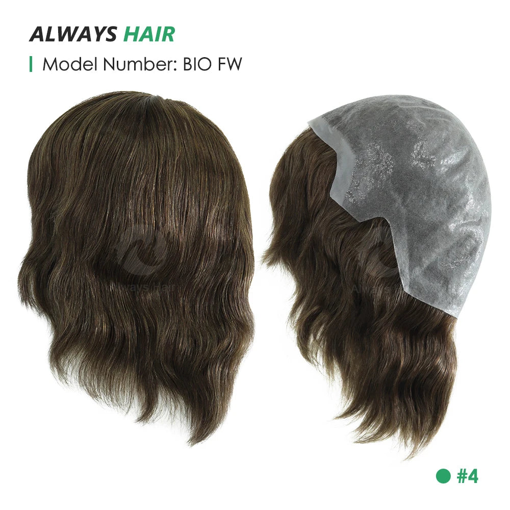 6" Short India Human Hair Wig Thin Skin Full Head Wig for Men All Hand Made Toupee Wigs Cap