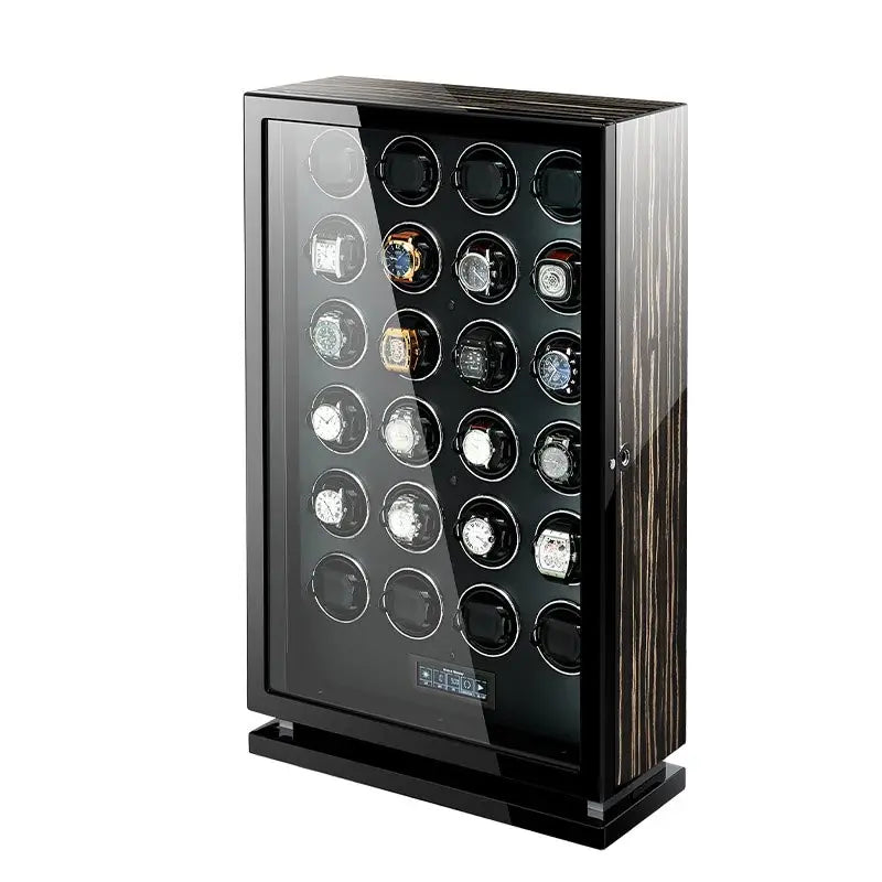 Luxury Automatic Watch Winder12 24 30 Slot Wood Mechanical Watch Box Fingerprint Unlock Quiet Mabuchi Motor Watches Storage Safe