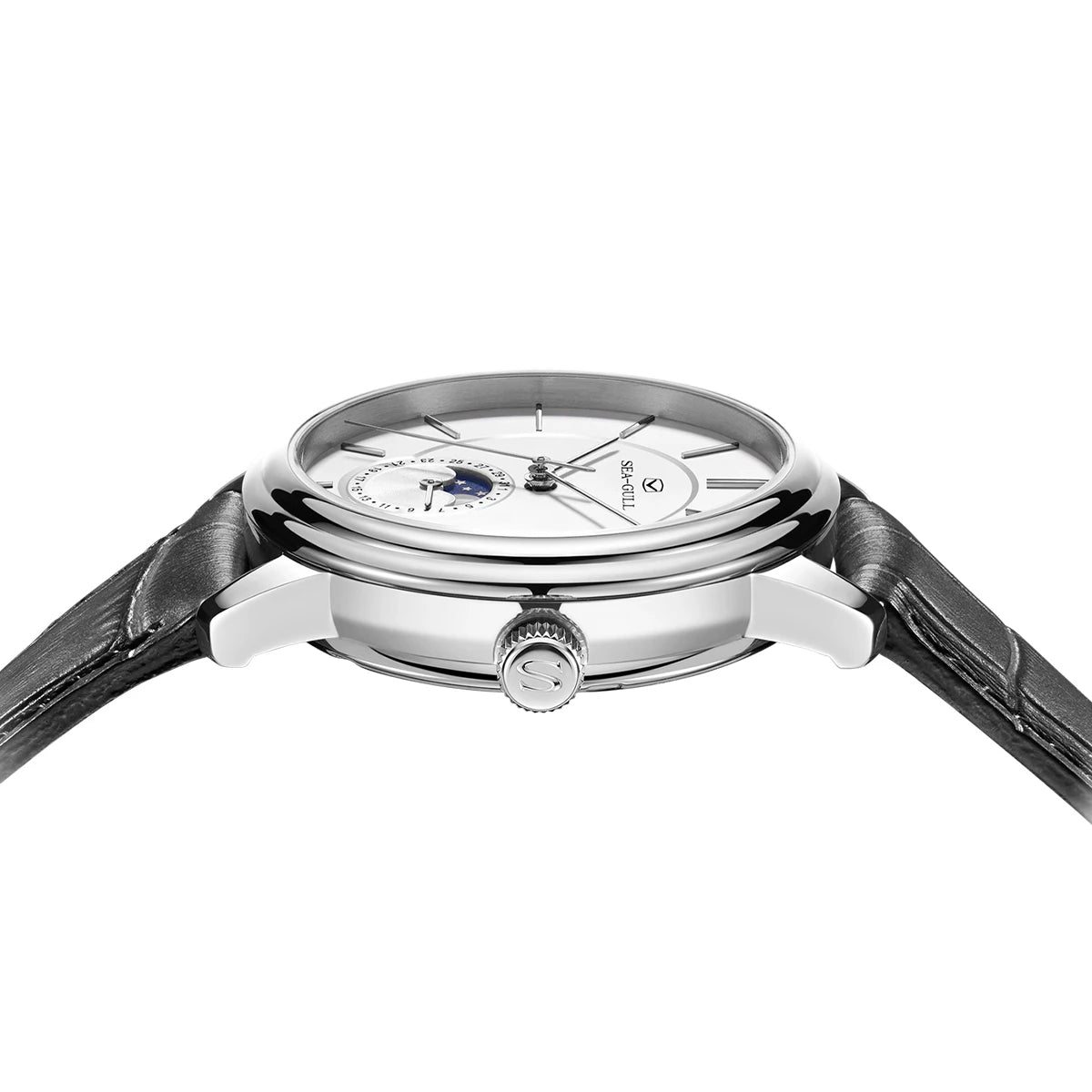 Seagull 38mm Classic Moon Phase Watch Men's Automatic Mechanical Watches ST1818 Sapphire 5Bar Wateproof Luxury Men Watch 1080