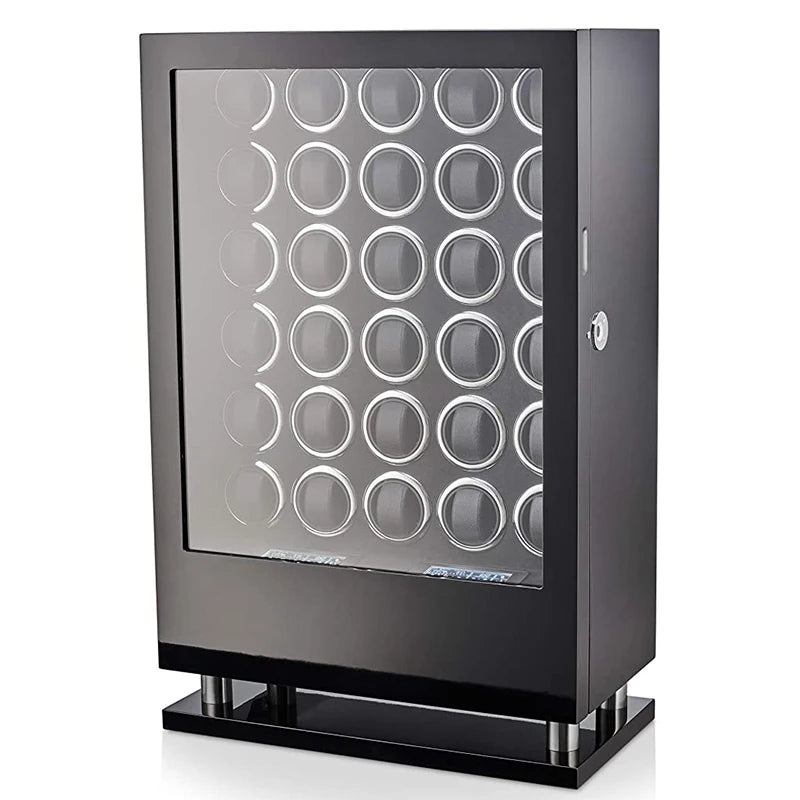 Luxury Automatic Watch Winder12 24 30 Slot Wood Mechanical Watch Box Fingerprint Unlock Quiet Mabuchi Motor Watches Storage Safe