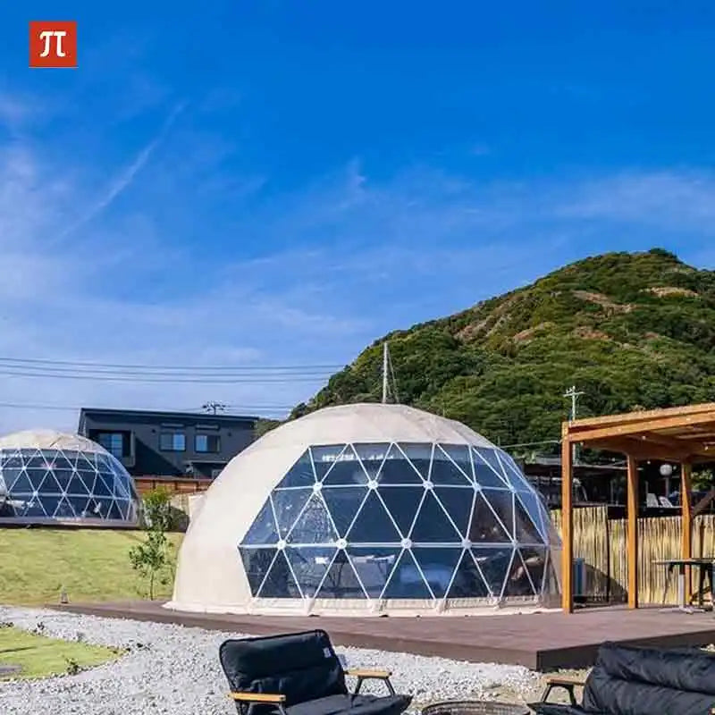 Source Factory Transparent Geodesic Luxury Dome Hotel Tents Resort  Glamping Dome Half Domos Pvc Geodesic Dome for Camping Tents