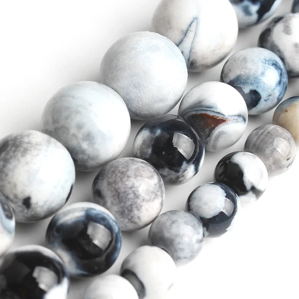 Natural Stone Round Flame Stone Beads Yooperlite Fire Sodalite Loose Spacer Beads for Jewelry Making DIY Bracelets Necklace 15''