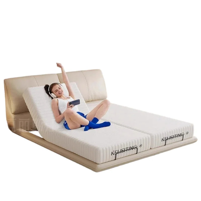 Ergonomic Luxury Modern Double Bed Lift Up Electric Adults Smart Double Bed Queen Mattress Safe Salon Muebles Unique Furniture
