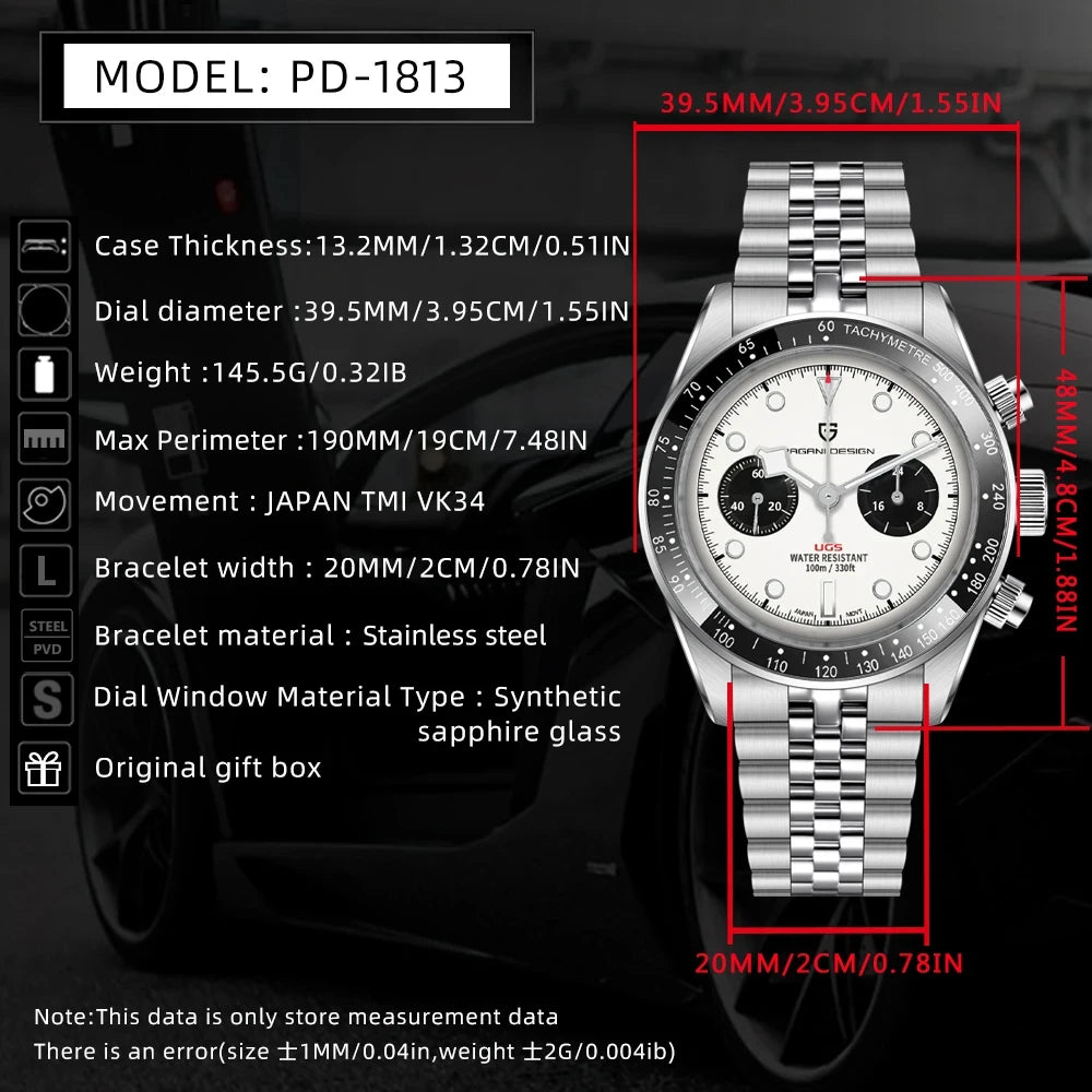 PAGANI DESIGN 2026 New Retro Men's Watches Luxury Quartz Wristwatches Chronograph AR Sapphire Mirror Watch For Man ceramic Bezel