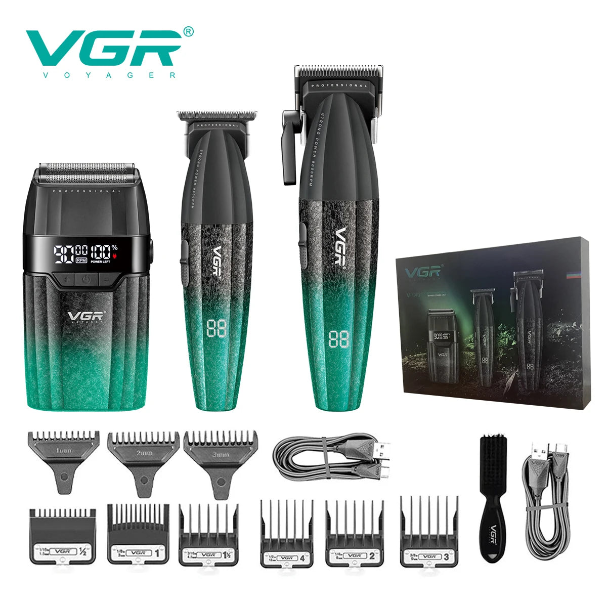 VGR Hair Trimmer Professional Shaver Adjustable Hair Clippers Cordless Hair Cut Machine Metal Trimmer for Men V-003 V-906 V-308