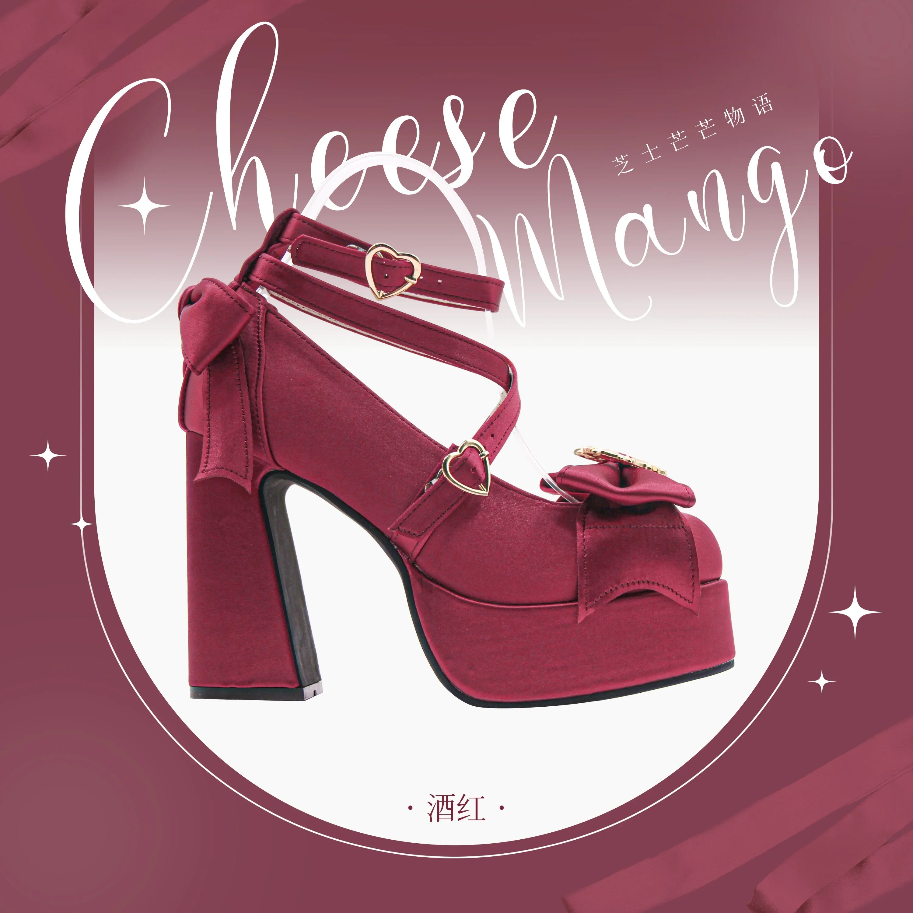 2024 New Spring Summer Ladies Elegant Waterproof Platform Satin Bow Chunky Heel Sweet Love Mary Jane Shoes High Heels for Women