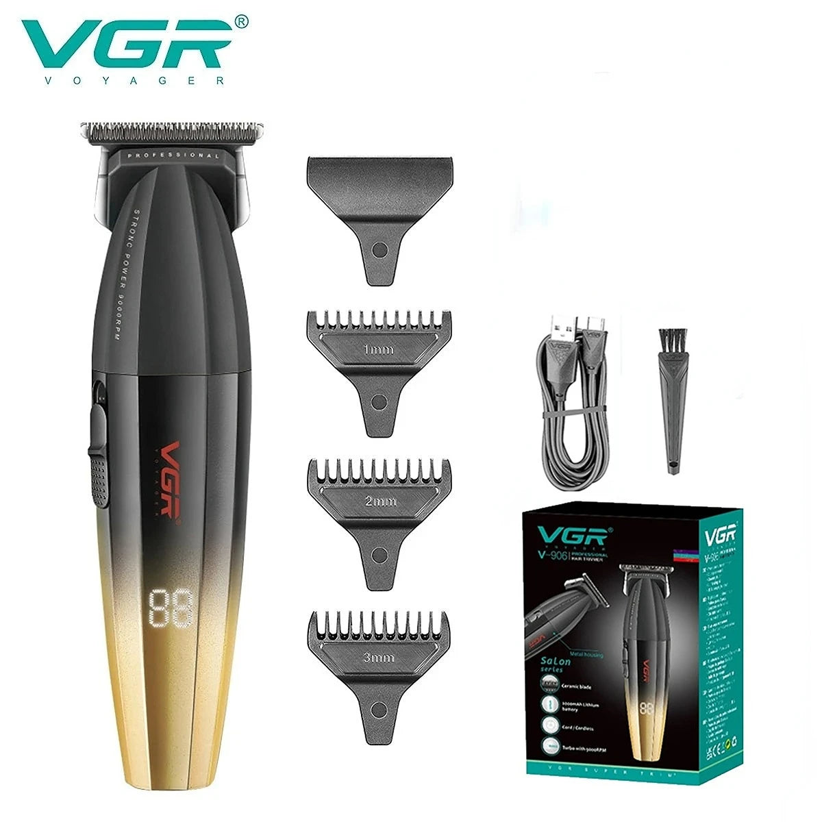 VGR Hair Trimmer Professional Shaver Adjustable Hair Clippers Cordless Hair Cut Machine Metal Trimmer for Men V-003 V-906 V-308