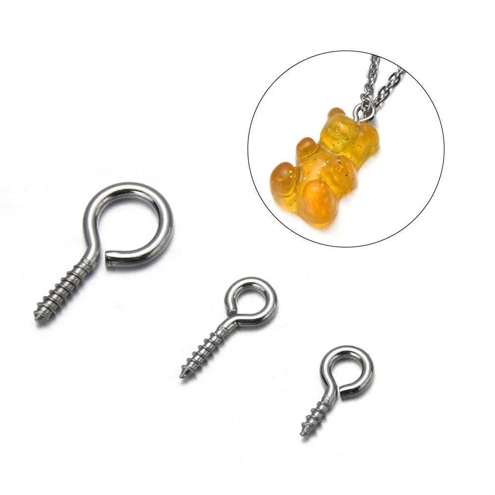 100pcs 8/10mm Small Sheep Eyes Nail Screw Tiny Mini Eye Pins Hooks Eyelets for Bead Charms Pendant DIY Jewelry Necklace Findings