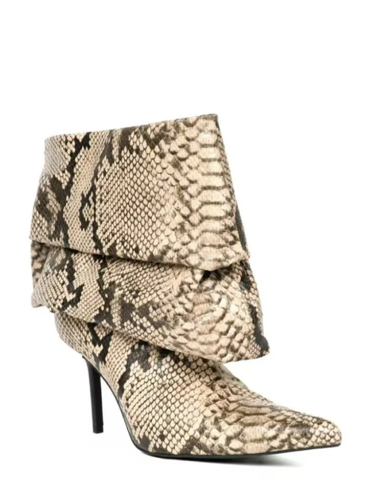 European and American High Heels, Pleated Pile Boots, Pointed Fashion Fashion Fashion, Sexy Women's Plus Size Short Boots