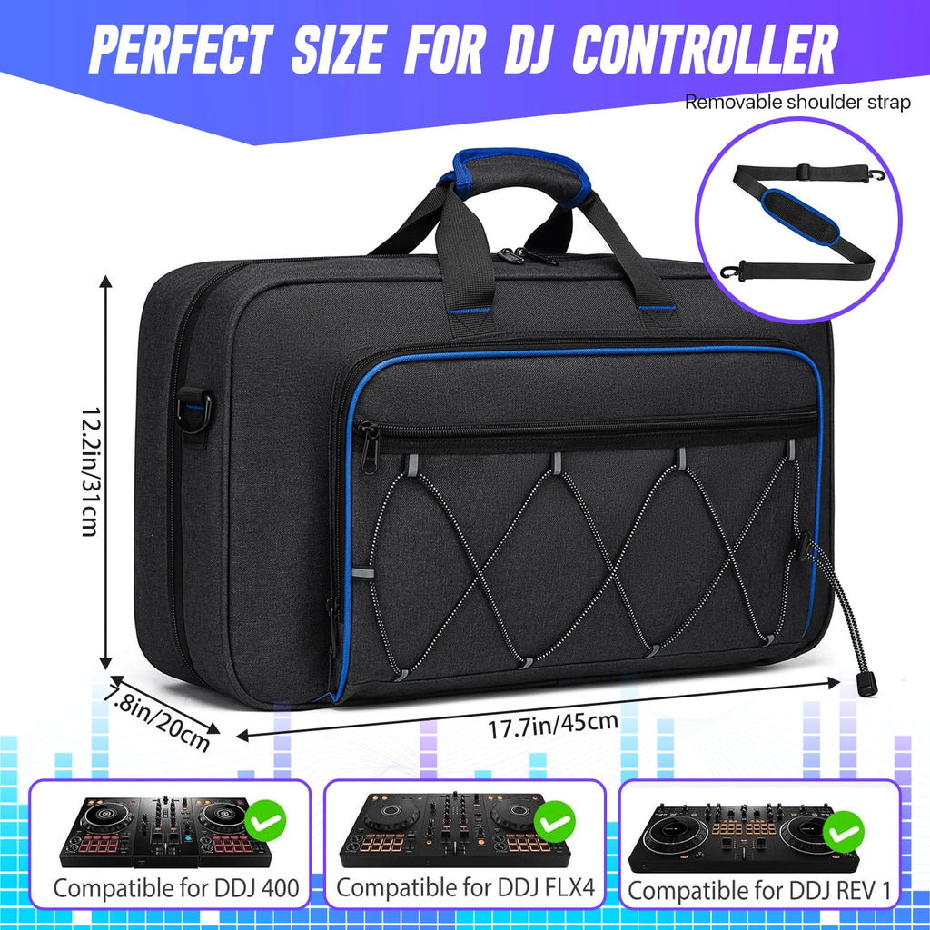 Portable DJ Controller Padded Storage Bags Protective for Compatible DJ DDJ-400 DDJ-FLX4 DDJ-REV 1 DJ Turntables Protective Bag