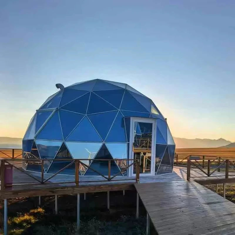 Glass Dome Hotel Tent Hexagonal Tempered Glass House Igloo Geodesic luminum Frame Outdoor Luxury Resort Round Camping