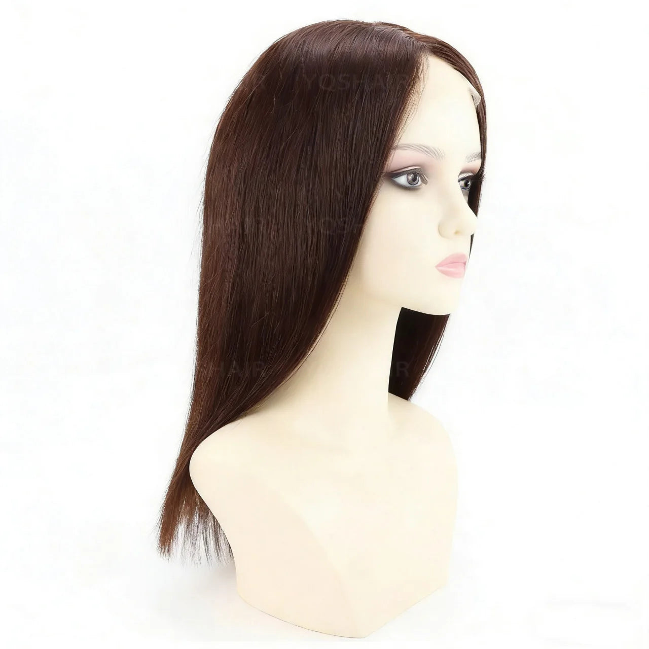 Silk Base Full Lace Wig Real Human Hair Straight Layered Silk Top Soft Light Breathable #2 Chocolate Brown wear to go for Women