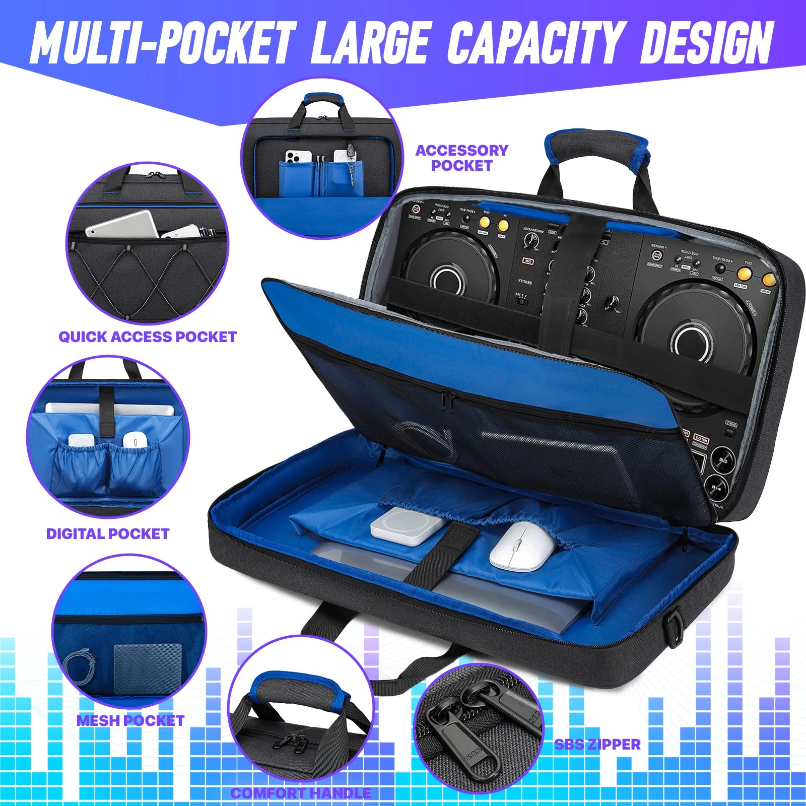 Portable DJ Controller Padded Storage Bags Protective for Compatible DJ DDJ-400 DDJ-FLX4 DDJ-REV 1 DJ Turntables Protective Bag