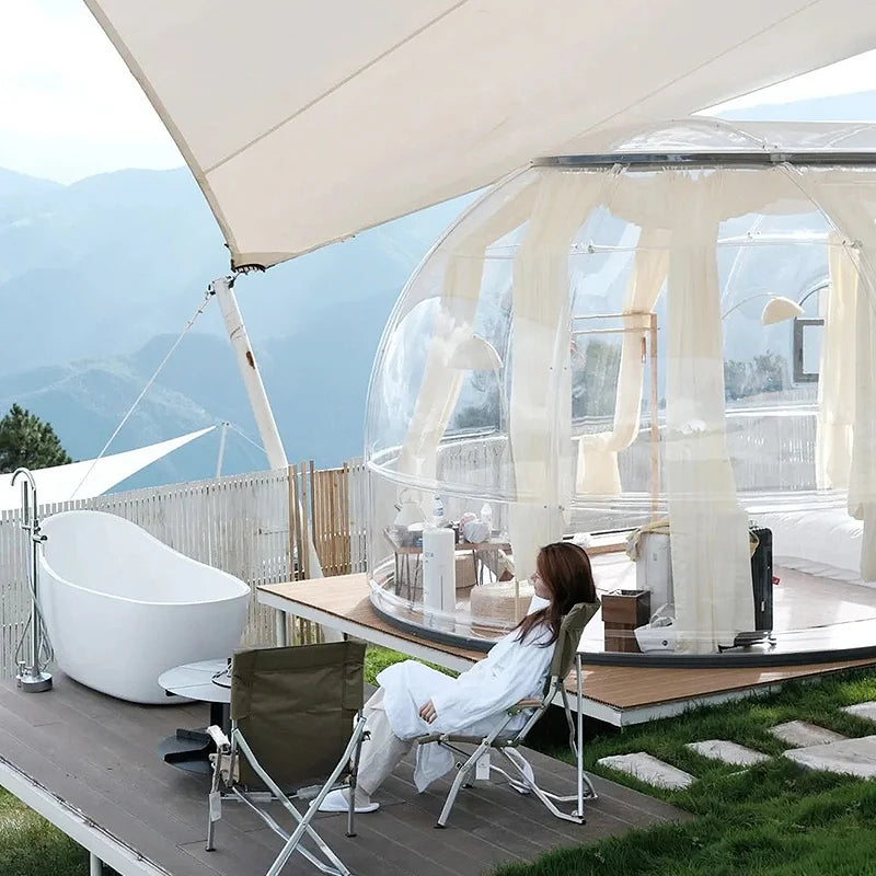 5.9m Outdoor Dome Tent Camping Transparent Starry Sky Capsule Tent PC Dome Tent All-Weather Protection Immersive Experience