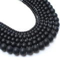 Matte Natural Black Agates Onyx Round Loose Stone Beads For Jewelry Making DIY Charm Bracelet Necklace 4 6 8 10 12mm 15 inch