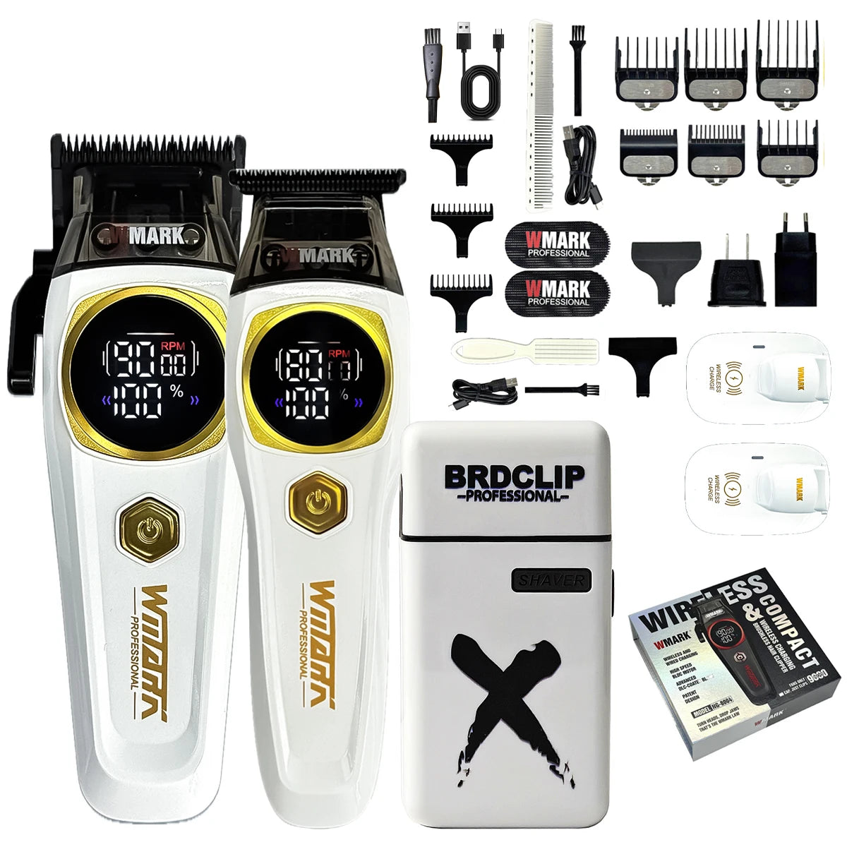 WMARK NG-8632 Professional Electric Hair Clipper 9000RPM DLC Blade Hair Trimmer with Spare Blades 10000RPM Shaver Barber Kit