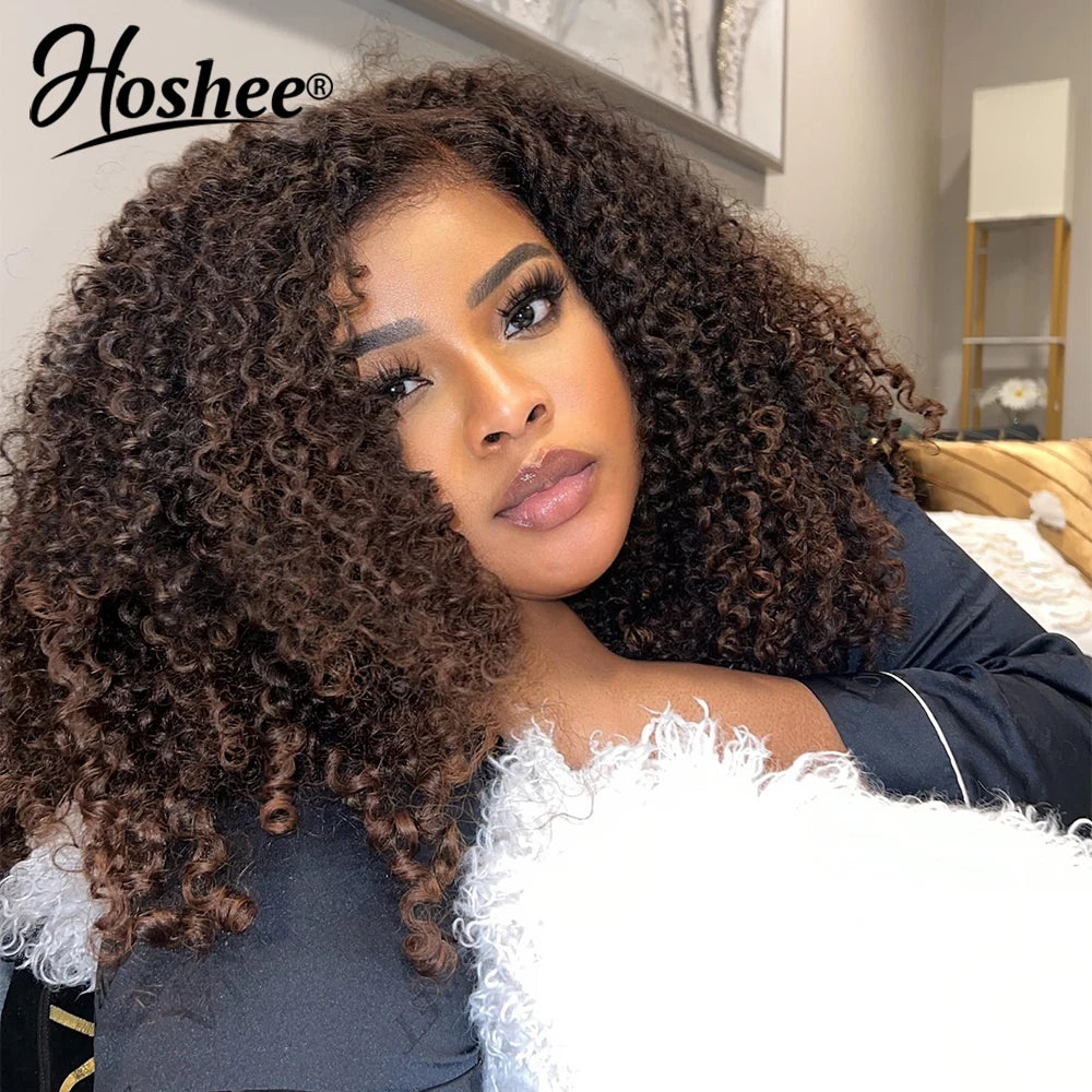 1B30 Honey Brown Colored 13X4Glueless Human Hair Wigs For Black Women 250% Bouncy Curly 4x4Pre-Cut Lace Wig Human Hair Remy Hair
