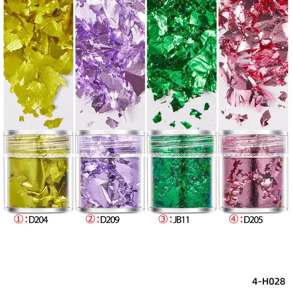 4Bottles/Set Gold Foil Leaf Flake Craft For Epoxy Resin Mold Jewelry Making Decoration Gold Foil Paper Nail Art Glitter Supplies