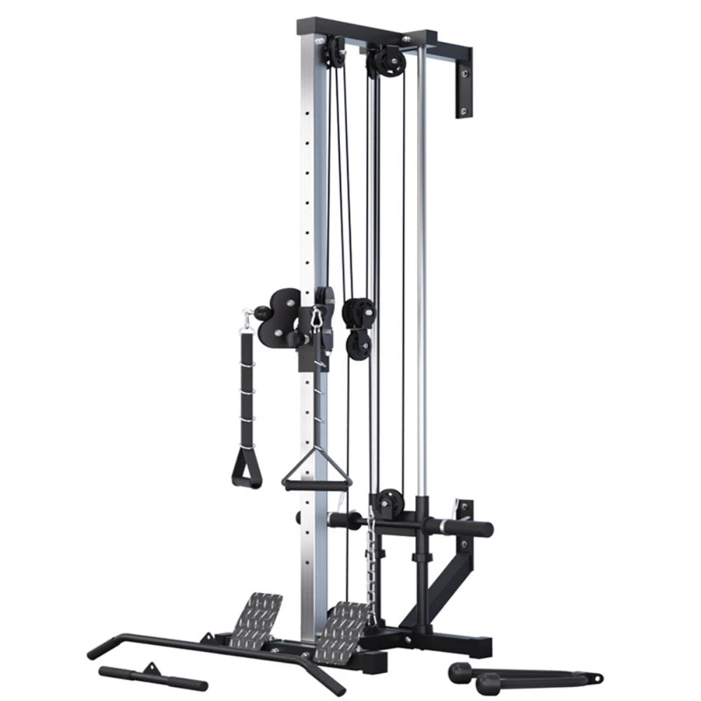 Foldable Squat Rack Wall Mount Multi-Function Trainer Bench Press LAT Pulldown Home Gym Strength Workout Fitness Equipment