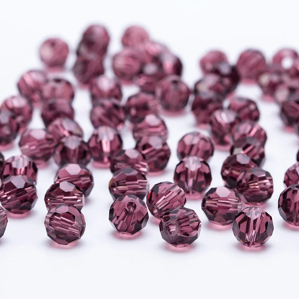 3 4 6 8mm Round Crystal Beads Faceted Transparent Glass Beads Loose Spacer Beads for Jewerly Making Needlework Bracelet Necklace